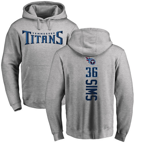 Tennessee Titans Men Ash LeShaun Sims Backer NFL Football 36 Pullover Hoodie Sweatshirts